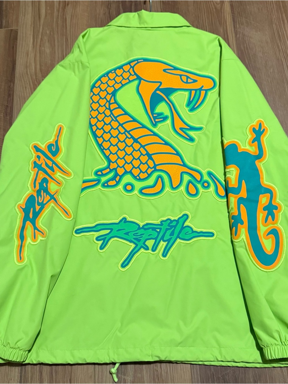 RTFKT x Clone X Reptile Jacket Green Large Embroidered Graphic Print